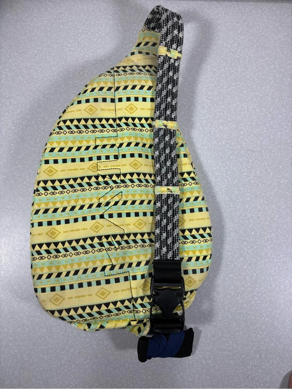 Kavu Yellow Aztec-Pattern Crossbody Sling Bag with Mint Accents